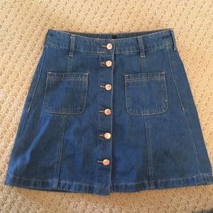 H&M button up jean skirt